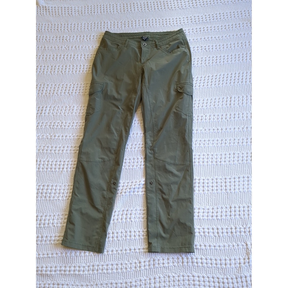 Kuhl Freeflex Roll Up Cargo Pants Sz 10 Reg Green Womens 32X31 Hiking Camping